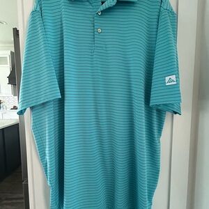 Peter Millar Teal w/ Purple Stripe Polo Shirt